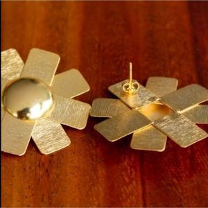 Handmade gold plated large earrings flowers